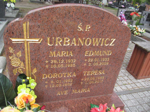 Maria Urbanowicz 1932 Kostrzyn nad Odrą - Grobonet - Wyszukiwarka osób pochowanych
