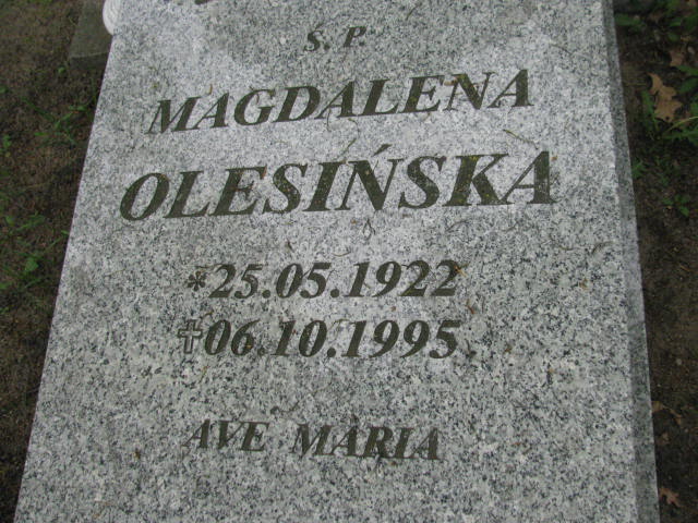 Magdalena Olesińska 1922 Kostrzyn nad Odrą - Grobonet - Wyszukiwarka osób pochowanych